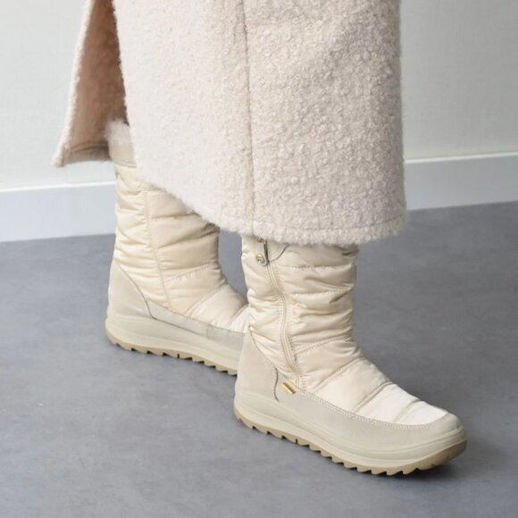 NEW IMAC Made In Italy Lateral Zip High Ankle Winter boots ivory women 1225 5m3 - Picture 1 of 10